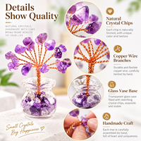 Arbre en copeaux de cristal naturel dans un pot en verre, améthyste, quartz rose, citrine, décoration d'intérieur, cadeau, vente en gros