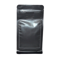 Bolsas de café negras biodegradables Bio Pla con válvula y cremallera Embalaje de papel personalizado Bolsa de granos de café de fondo plano