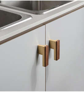 Poignées de porte d'armoire en alliage de zinc et bois, design contemporain durable, pour tiroirs de cuisine et de chambre, commodes – Simples et élégantes - Product Image 2