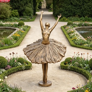 Sculpture de <span class=keywords><strong>ballerine</strong></span> grandeur nature en bronze YOUFINE – Statue élégante de <span class=keywords><strong>danseuse</strong></span> de ballet avec bras levés pour jardin formel - Product Image 1