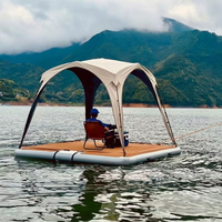 Isla Flotante Inflable Directo de Fábrica con Toldo Parasol y Plataforma de EVA para Lago, Piscina y Recreación