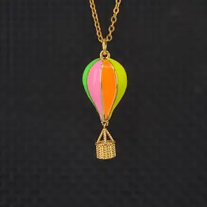 Sanada — collier avec chaîne en acier inoxydable, pendentif pour Ballon 3D, multicolore, émail arc-en-ciel, or 18k, NM1205