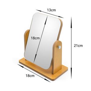 Hot Sale Wooden Desktop <b>Makeup</b> <b>Mirror</b> Rotatable Bathroom Bedroom <b>Mirror</b> - Product Image 2