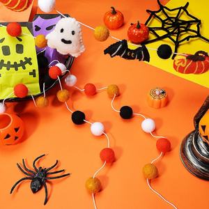 <span class=keywords><strong>Guirlande</strong></span> de boules de laine suspendues multicolores personnalisées citrouille chauve-souris fantôme feutre <span class=keywords><strong>fanion</strong></span> d'affichage pour Halloween Thanksgiving Festival - Product Image 5