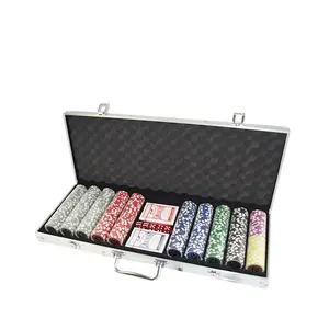 500 Chips Poker Set Poker Chip Set Bộ Chip Đất Sét Tùy Chỉnh Với Vỏ Nhôm