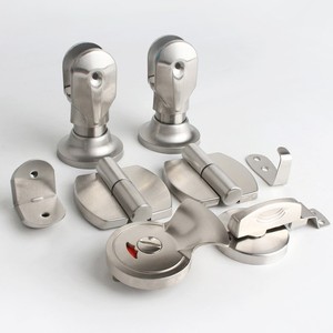 Kit de quincaillerie pour cloisons de toilettes en acier inoxydable 304, charnières, serrures, pieds de support, style moderne et minimaliste - Product Image 1