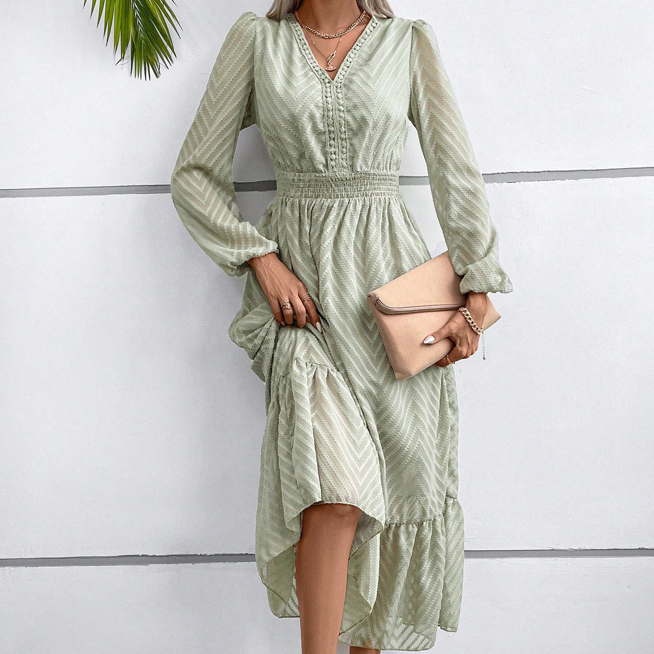 Chevron Dress Long - Elegant & Stylish Women's Wear