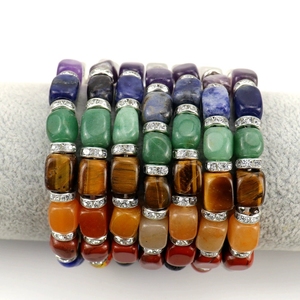 Bracciale con perline in pietra naturale da uomo, regalo disponibile in tutti i <span class=keywords><strong>18</strong></span> colori, fatto a mano, occhio di tigre, cristallo colorato, agata, bracciale geometrico. - Product Image 4