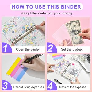 Vente en gros de classeurs A6 avec enveloppe pour monnaie, système de planificateurs de classeurs avec feuilles de budget pour les <span class=keywords><strong>dépenses</strong></span> et autocollants d'étiquettes - Product Image 5