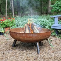 Brûleur en acier corten avec bol pour foyer extérieur personnalisé
