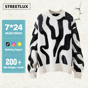 StreetLux Pull à manches longues pour hommes Pull d'hiver personnalisé de haute qualité tricot à rayures 100% coton col rond complet - Product Image 1