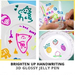 Ensemble de 12 stylos gel audacieux 3D à encre gelée 1,0 mm, marqueurs de coloriage, stylos fluorescents pour peinture DIY - Product Image 3