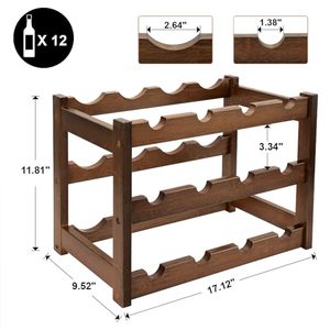 Étagère à vin à 3 niveaux pour 12 bouteilles, meuble de rangement autoportant en <span class=keywords><strong>bambou</strong></span>, pour comptoir de cuisine, garde-manger, salle à manger, bar - Product Image 3