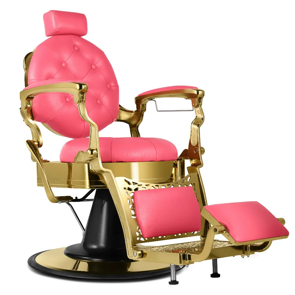 살롱 헤어 의자 빈티지 이발사 전문 의자 de 미용실 가구 남성용 이발사 의자 골드 미용 의자