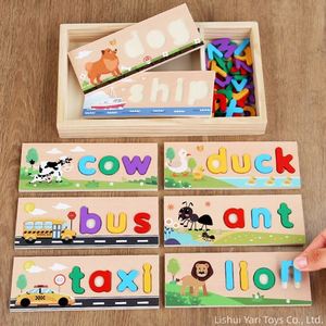 Ensemble d'outils éducatifs pour filles, garçons et enfants : jeu d'apprentissage de l'orthographe en bois, reconnaissance des lettres de l'alphabet ABC et des mots fréquents - Product Image 1