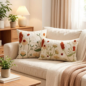 Fundas de Almohada Decorativas Bordadas con Diseño Floral, 18x18, Funda de Cojín de Lona de Polialgodón Premium con Diseño de Jardín Botánico - Product Image 3