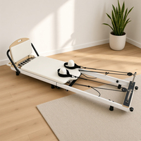 Mesin Pilates Reformer Lipat Portabel untuk Penggunaan di Rumah Sistem Katrol Tahanan Pegas Peralatan Kebugaran