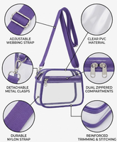Sac bandoulière transparent en PVC personnalisé, imperméable, approuvé pour les stades, sac messager transparent pour hommes et femmes, utilisation en extérieur, sacs à main
