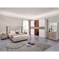 Ensemble de meubles de chambre à coucher modernes King Size, lit double avec cadre en bois, ensemble complet de luxe pour chambre principale, pour maison et appartement