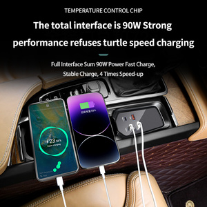 Adecuado para <span class=keywords><strong>Volvo</strong></span> <span class=keywords><strong>XC90</strong></span> 2015-2024 Cargador de coche USB Tipo-C 4 puertos 90W 4 en 1 Cable de carga Carga súper rápida - Product Image 3