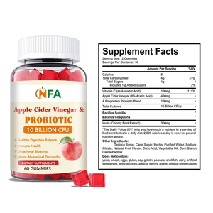 Venta caliente Vinagre de sidra de manzana gomitas probióticas Equilibrio Digestivo salud inmune prebiótico inulina vitamina C vegetariano - Product Image 2