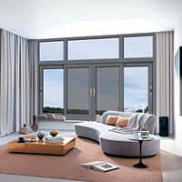Fenêtre coulissante moderne en alliage d'aluminium à rupture de pont thermique, double vitrage, isolation thermique, moustiquaire en acier inoxydable, ouverture horizontale pour