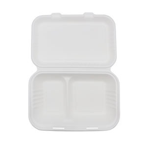 9x6 inç 850ml çift kilit kapaklı şeker kamışı hamuru biyobozunur sızdırmaz 100C isıya dayanıklı mikrodalga tek kullanımlık öğle yemeği kutusu - Product Image 3