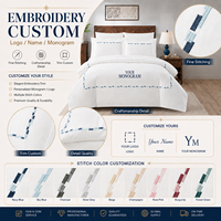 Ensemble de literie brodé personnalisé OEM ODM, motif, couleur, tissu et taille sur mesure, fabricant d'ensembles de draps et de housses de couette