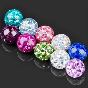 Crystal Ferido Epoxy Balls Piercing Body Jewelry Replacement For Belly Button Navel Lip Ring Tongue Barbells Insert Steel Screw