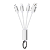 3-en-1 Logo lumineux LED personnalisé Câble de chargeur USB Charge rapide Porte-clés multifonction Cuivre pur pour ordinateur Vente en gros