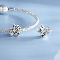 BAGREER Breloques en Argent Sterling 925 Plaqué Or Blanc Oxydé Bijoux de Mode SCC2927 Colombe de la Paix Vente en Gros