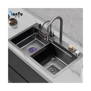 <span class=keywords><strong>Évier</strong></span> de cuisine intelligent en acier inoxydable 304 Nano Black avec fonction <span class=keywords><strong>cascade</strong></span> et lave-gobelet intégré - Product Image 3