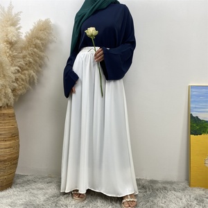 2194# Solid Color Modest Wear Simple Loose <b>Skirt</b> With <b>Elasticated</b> Waist for Muslim Women - Product Image 3