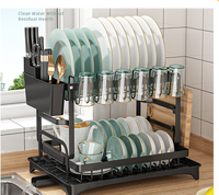 Égouttoir à vaisselle double niveau en métal, non pliable, avec logo personnalisé, support à couverts et porte-gobelets, antirouille, pour comptoir de cuisine