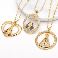 Vintage Design Chapelets Religieux Catholique Jésus 18k Plaqué Or Incrusté CZ Zircon Pendentif Collier Usine Directement
