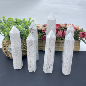 Torre di agata messicana per la guarigione del punto di tetraedro naturale pietra Reiki bianco agata messicana - Product Image 2