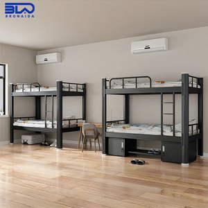 Lits superposés en métal pour adultes, lits en acier robustes, pour dortoir, chambre à coucher, appartement, avec barrière de sécurité, OEM personnalisé - Product Image 1