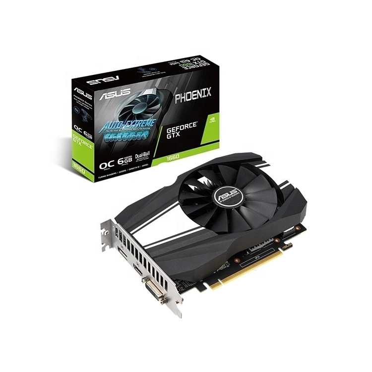 ASUS NVIDIA PH GTX1660 O6G Usado Gaming Placa Gráfica com memória de vídeo GDDR5 6GB Alimentado por NVIDIA GeForce GTX 1660