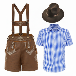 Traje de Oktoberfest alemán para hombre de cuero genuino de alta calidad, pantalones de traje bávaro, traje de Oktoberfest - Product Image 1