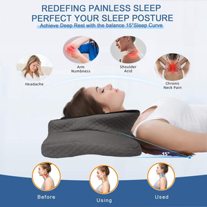 Oreiller cervical pour soulager la douleur, soutien du cou, oreiller ergonomique réglable, oreiller orthopédique en mousse à mémoire de forme inodore pour dormir - Product Image 3
