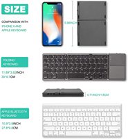 Ancreu Keyboard Nirkabel Lipat Saku Ramping, Dapat Diisi Ulang dengan Touchpad dan Dudukan Berdiri