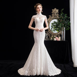 שרוול לטאטא רכבת תחרה Applique שרוכים בת ים חתונת שמלת כלה שמלת כלה שמלה מזדמן שמלות נשים קיץ כדור שמלת - Product Image 3