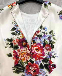 Abito Bodycon XXL da Festa, Moda Primavera 2026, <span class=keywords><strong>Vestito</strong></span> Elegante Bianco a Maniche Lunghe con Stampa Floreale Colorata, Lussuoso per Signora - Product Image 6