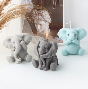 Moule à bougie en Silicone 3D éléphant, Animal mignon, plâtre d'aromathérapie, résine, outil de fabrication de savon, bricolage, décoration de maison faite à la main, Art  15