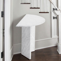 Table console demi-lune en marbre moderne de luxe, faite à la main, entrée, salon, salle de bain, appartement, mobilier polyvalent