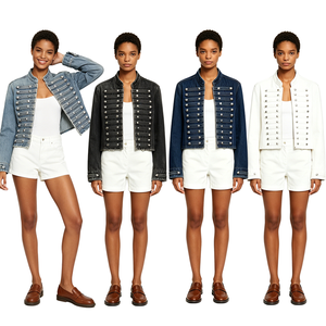 Nouvelle Veste en Jean Courte pour <span class=keywords><strong>Femme</strong></span> Printemps 2026, Col Montant, Style Minimaliste, Streetwear Décontracté, Tendance <span class=keywords><strong>Femme</strong></span>, Type Trucker - Product Image 1