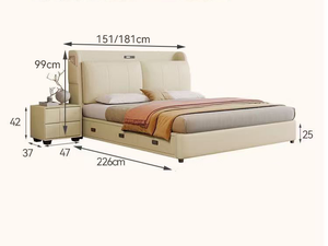 <span class=keywords><strong>Cama</strong></span> Moderna Inteligente con Almacenamiento Seguro Integrado - <span class=keywords><strong>Cama</strong></span> Tapizada en Cuero de Lujo con Puerto USB LED - Venta al por Mayor B2B - Product Image 6