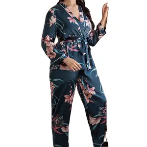 Robe de nuit en Satin de soie pour femmes, grande taille