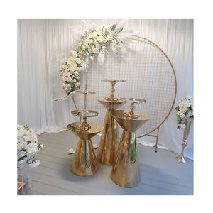 Juego de pedestales de soporte de mesa para pastel de boda y regalo, zócalo metálico cuadrado, exhibición de postre de pastel blanco - Product Image 6