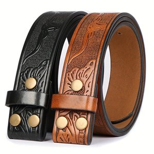 Herren Schnallenloser Gürtel aus Legierung und Leder – High-End Punk Street Hip Hop Übertriebener Stil mit Hornprägung und verstellbaren Löchern - Product Image 5
